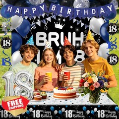 Nigifter 18th Birthday Decor Blue Black