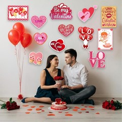 12pc Valentines Heart Cutouts Double Sided Classroom Decoration with Glue Points