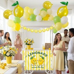 Lemonade Stand Supplies Kit with Lemonade Sign Banner and Lemon Balloons, Lem