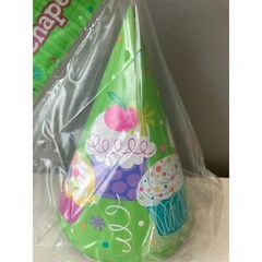 Unique Cupcakes Design Cone Hats Birthday Decoration Kids Green 8 Pieces New