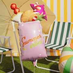 Summer Vibes Cocktail Foil Balloon 18.5×31.1 Inch Tropical Drink