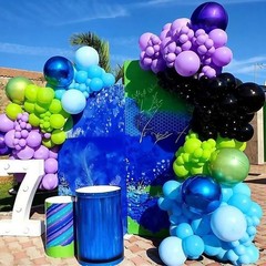 Black and Green Balloons, 60PCS Teal Blue Green Purple Video Game Balloons, B…