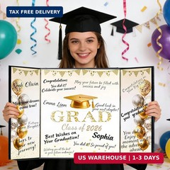 Black and Gold Graduation Party Decorations Class of 2026 – Extra Large 22″ x 14