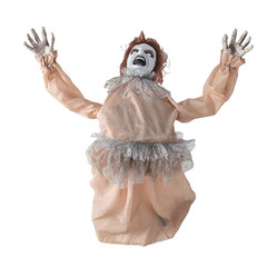 4 Ft. 3 1/4″ Animated Life-Size Bent Backwards Creepy Lady Halloween Decoration