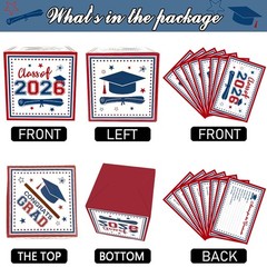 Graduation Party Decoration Class of 2026 Graduation Card Box Red and Blue Congr
