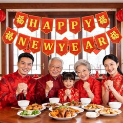 SEPGLITTER Chinese New Year Decorations, 2026 5.4 x 7.6 inches, Red Gold