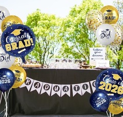 Navy Blue and Gold Graduation Balloons Graduation Decorations 2026, 51Pcs Grad L