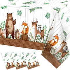 TREWAVE Woodland Animals Plastic Tablecloth Forest Wild Creatures Baby Shower Ta