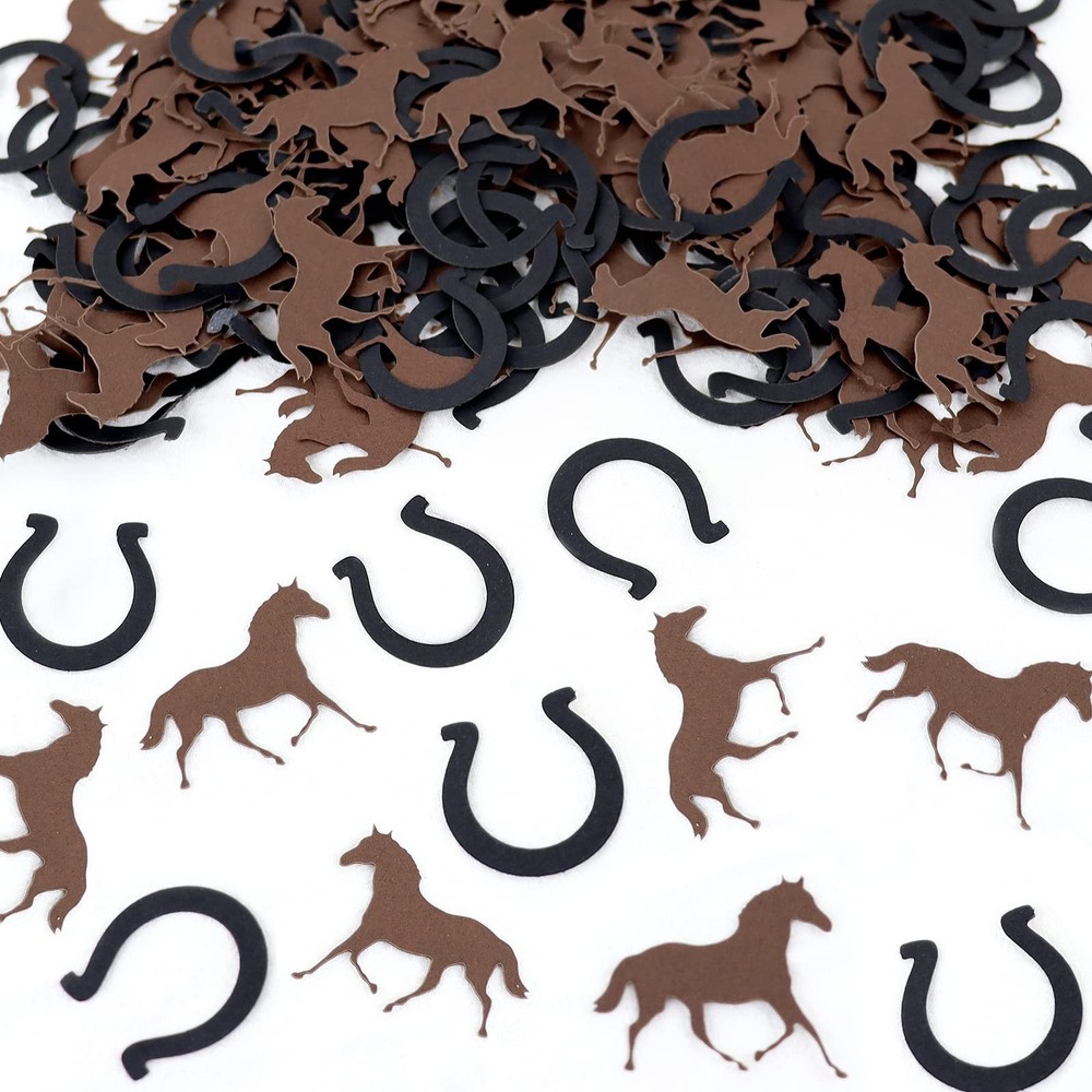 200Pcs Double-sided Brown Horse Paper Confetti Horse’s Hoof Horses Party Conf…
