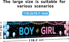Baby Gender Reveal Decorations Banner (118.2X19.7 Inch) , Boy or Girl Gender Rev