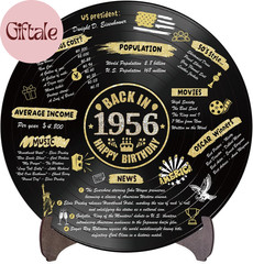 Vinyl Record 70Th Birthday Decoration, Gold 1956 Birthday Party Poster Sign with