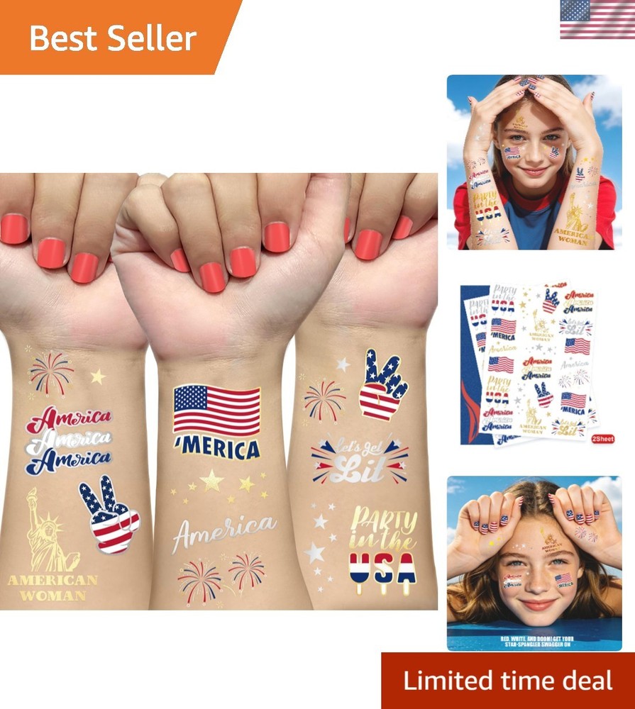 34 Trendy Patriotic Temporary Tattoos for 4th of July & Labor Day Celebrations