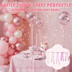 60PCS Bow Birthday Party Decorations, 3 Sizes Bow Wall Decor, Ribbon Bows Pink