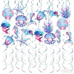 Mermaid Hanging Swirls, 36Pcs Mermaid Ceiling Streamers Sea Creature Hanging …