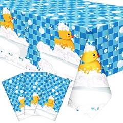 3 Pcs Plastic Yellow Duck Tablecloth Disposable Cute Bubble Rubber Blue Duck