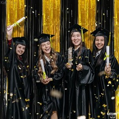 KatchOn, Xtralarge Black and Gold Streamers – 8×3.2 Feet, Pack of 2 | Black a…