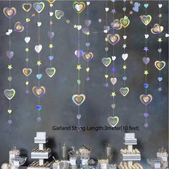 Iridescent Paper Leaf Snowflakes Garland Mermaid Birthday Tea Party Hanging