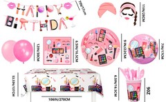 Elegant Makeup Birthday Party Decoration Cosmetic Princess Balloon Tableware Set