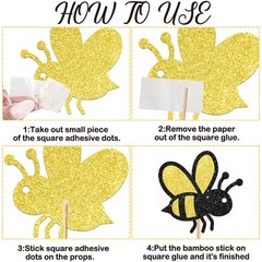 Honey Bee Party Centerpiece Sticks Glitter Bee Birthday Decorations 12PCS Hap…