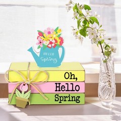 4 Pieces Hello Spring Centerpieces Spring Table Decor Tiered Tray Mini Wood B…