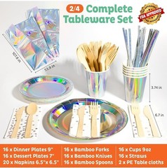 Kid’s Happy Birthday Decorations Kit – 505-Piece Set with Gold Decor, Tableware,