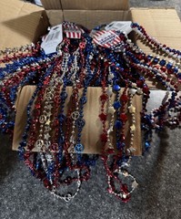 Lot Patriotic necklaces Colors: red, silver, and blue. 36 pieces per box.