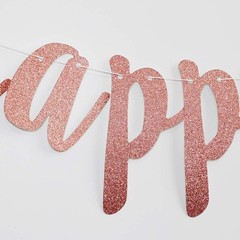 Happy Sweet 16 Banner, 16th Birthday Party Sign, 15 Piece Set, Pink