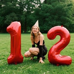 40 Inch Red Number 12 Digital Balloon,Jumbo Mylar Foil Helium Balloon for 12 …