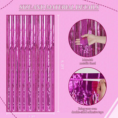 3 Pack Foil Fringe Backdrop – Hot Pink Shiny Tinsel Curtains for Party Decoratio