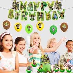 Shrek Theme Kids Birthday Party Decorations Set,Balloons Banner Cake Toppers NEW