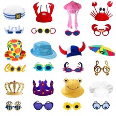 24 Funny Hats and Glasses For Photo Booth Props, 12 Assorted Crazy Party Hats…