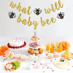 What Will Baby Bee Banner, Bumble Bee Theme Baby Shower Party Decorations, Mo…