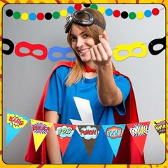 5 Pcs Hero Birthday Party Banner Decorations Ceiling Hanging Banner Decor Her…