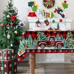 Christmas Tablecloth 60×84 Inches for Rectangle Tables – Red Buffalo Plaid Ch…