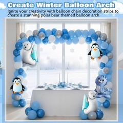 108 Pcs Winter Party Decorations Polar Bear Penguin Seal Christmas Balloon Ar…