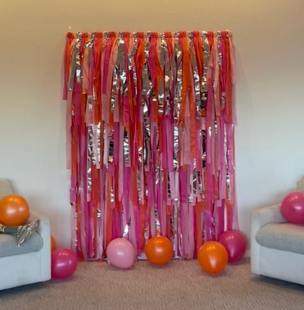 Background for Party Pink & Orange 5 ft x 7 ft – Fully Assembled w/ Hooks