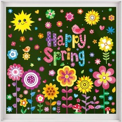 8 Sheets Spring Flowers Window Clings, Happy Spring Flower Bird Stickers Colorfu
