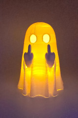 Funny Ghost Tea Light Holders – Set of 2 Middle Finger Ghosts – Halloween Decor