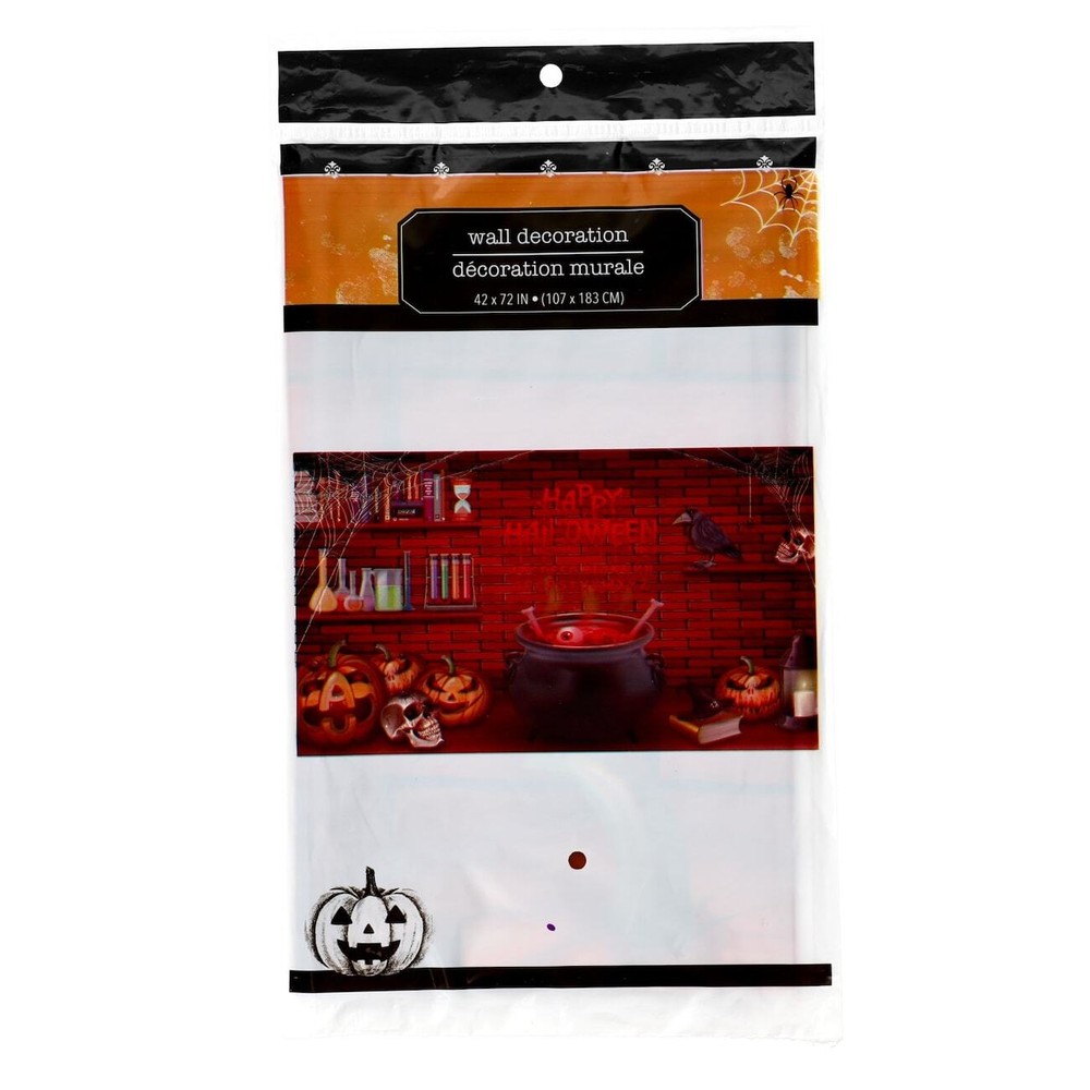 HALLOWEEN Scene Setter Spooky cauldron 42″ x 72″ wall decor mural dark magic