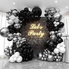 Black and Silver Balloon Garland Kit for Graduation and Party Decorations