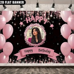 1pc 2D Personalized Custom Name Age Number Birthday Banner Indoor Outdoor Party❀