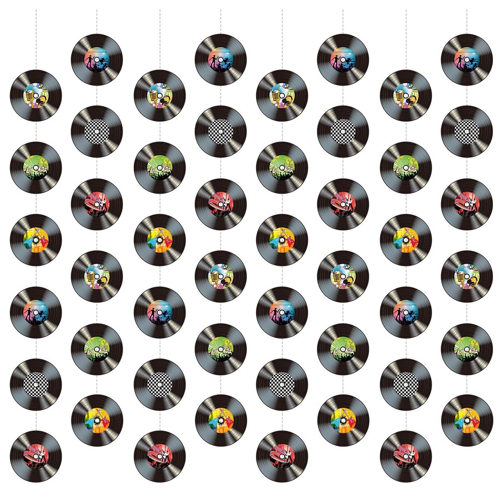 8pcs Vinyl Record Decors, Pre-Assembled 50s/70s/80s 4.92ft, multicolor