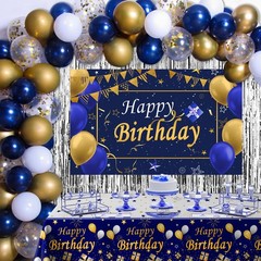 Blue and Gold Birthday Decorations for Men Women, Happy Birthday Decorations …