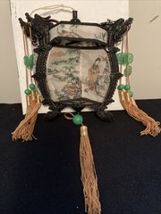 Vtg Chinese Lantern Fabric 6 sided Decor for Lunar New Year/Auspicious Day.