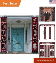 Graduation Banner 2026 Graduation Decorations Maroon and Black Grad Banner Po…