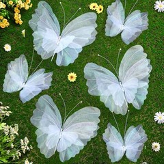 6 Pcs Giant Artificial Butterfly Party Decorations 20 Inch White Classic Style
