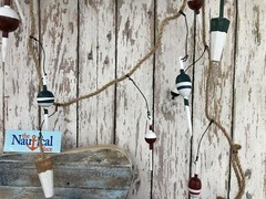 9′ Wood Fishing Bobber Floats On String – Buoy Fish Net Garland – Nautical Decor