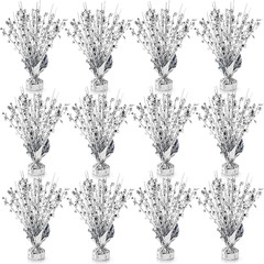 12 Pack Metallic Foil Spray Centerpiece, Glitter Silver Star Table Decoration, B