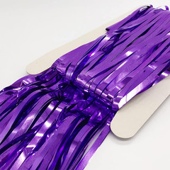 2 Pcs Purple Metallic Tinsel Foil Fringe Curtains Backdrop, 3.28 Ft X 6.56 Ft St