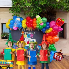 back to school balloons hot pink and red yellow green balloon garland arch ki…